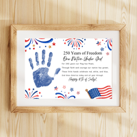 Christian July 4th Poem Handprint Craft Printable, 250 Years of Freedom, One Nation Under God, Patriotic Keepsake Activity for Kids