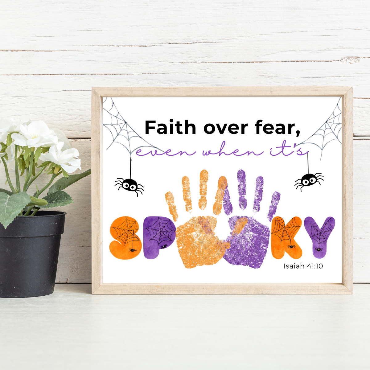 Christian Halloween Handprint Craft Printable | Faith Over Fear Kids Craft | Isaiah 41:10 Bible Activity | Sunday School Halloween Keepsake
