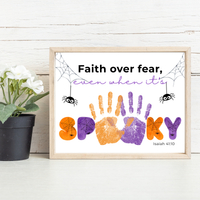 Christian Halloween Handprint Craft Printable | Faith Over Fear Kids Craft | Isaiah 41:10 Bible Activity | Sunday School Halloween Keepsake
