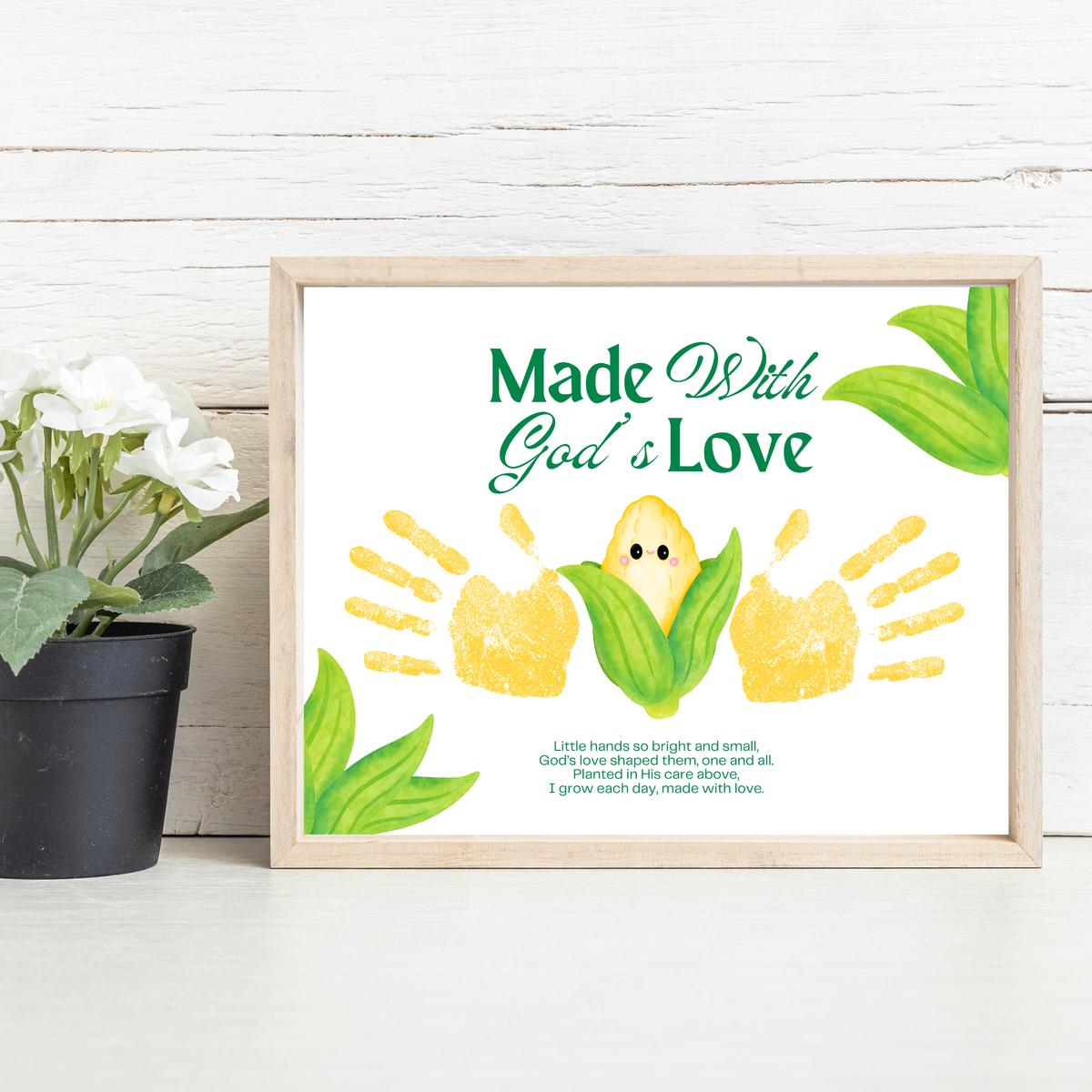 Christian Corn Handprint Craft Printable, Made With God's Love, Preschool Harvest Activity, Thanksgiving Craft, Fall Keepsake, Baby's First Fall