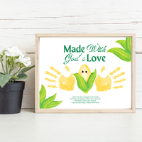 Christian Corn Handprint Craft Printable, Made With God's Love, Preschool Harvest Activity, Thanksgiving Craft, Fall Keepsake, Baby's First Fall