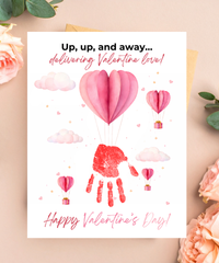 Valentine’s Day Handprint Craft Printable for Kids | Balloon Valentine Keepsake | Valentine Art PDF