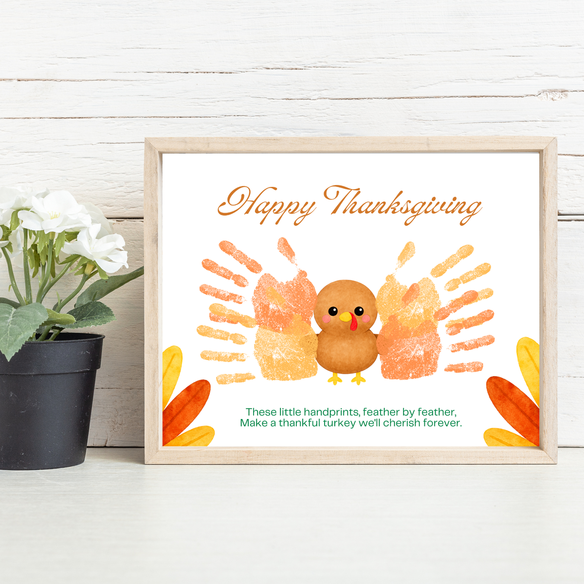 Happy Thanksgiving Turkey Handprint Craft Printable | Thanksgiving Handprint Keepsake | Preschool Fall Activity PDF