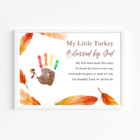 My Little Turkey Blessed by God Handprint Craft Printable | Christian Thanksgiving Keepsake | Preschool Turkey Handprint Activity