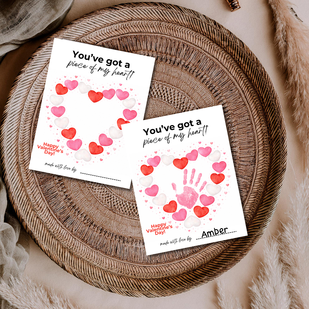 Valentine’s Day Handprint Craft Printable | “You’ve Got a Piece of My Heart” Keepsake Art | Candy Heart PDF
