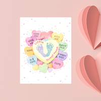 Valentine’s Day Baby Footprint Craft Printable | Sweetheart Keepsake Art | Valentine Candy Heart PDF