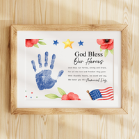 Christian Memorial Day Handprint Craft Printable | God Bless Our Heroes Keepsake | Patriotic Kids Activity | Sunday School PDF