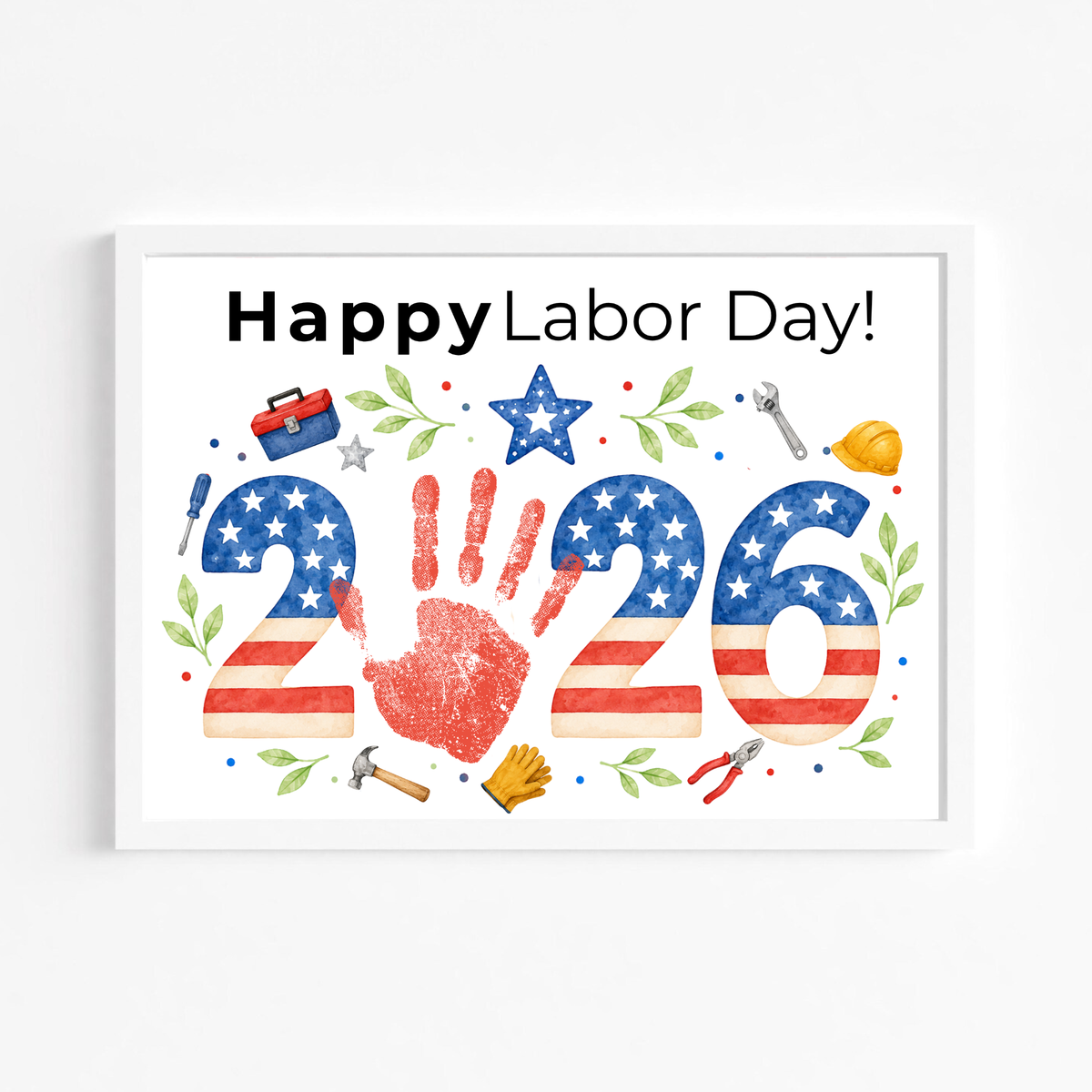 Happy Labor Day 2026 Handprint Craft | Printable Labor Day Keepsake for Preschool & Kindergarten