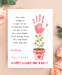 Valentine’s Day Handprint Craft Printable for Kids | Keepsake Art | Valentine Flower Design