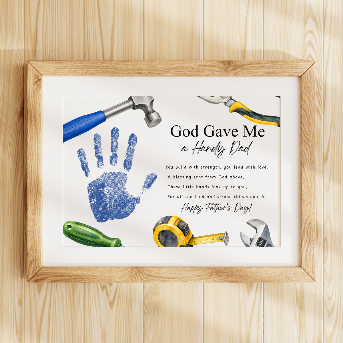 Christian Father’s Day Handprint Craft Printable, God Gave Me a Handy Dad, Tool Theme Father’s Day Keepsake, Faith Based Dad Gift