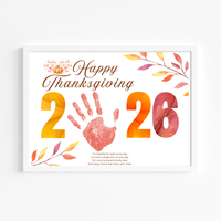 Happy Thanksgiving 2026 Handprint Craft | First Thanksgiving Keepsake Printable
