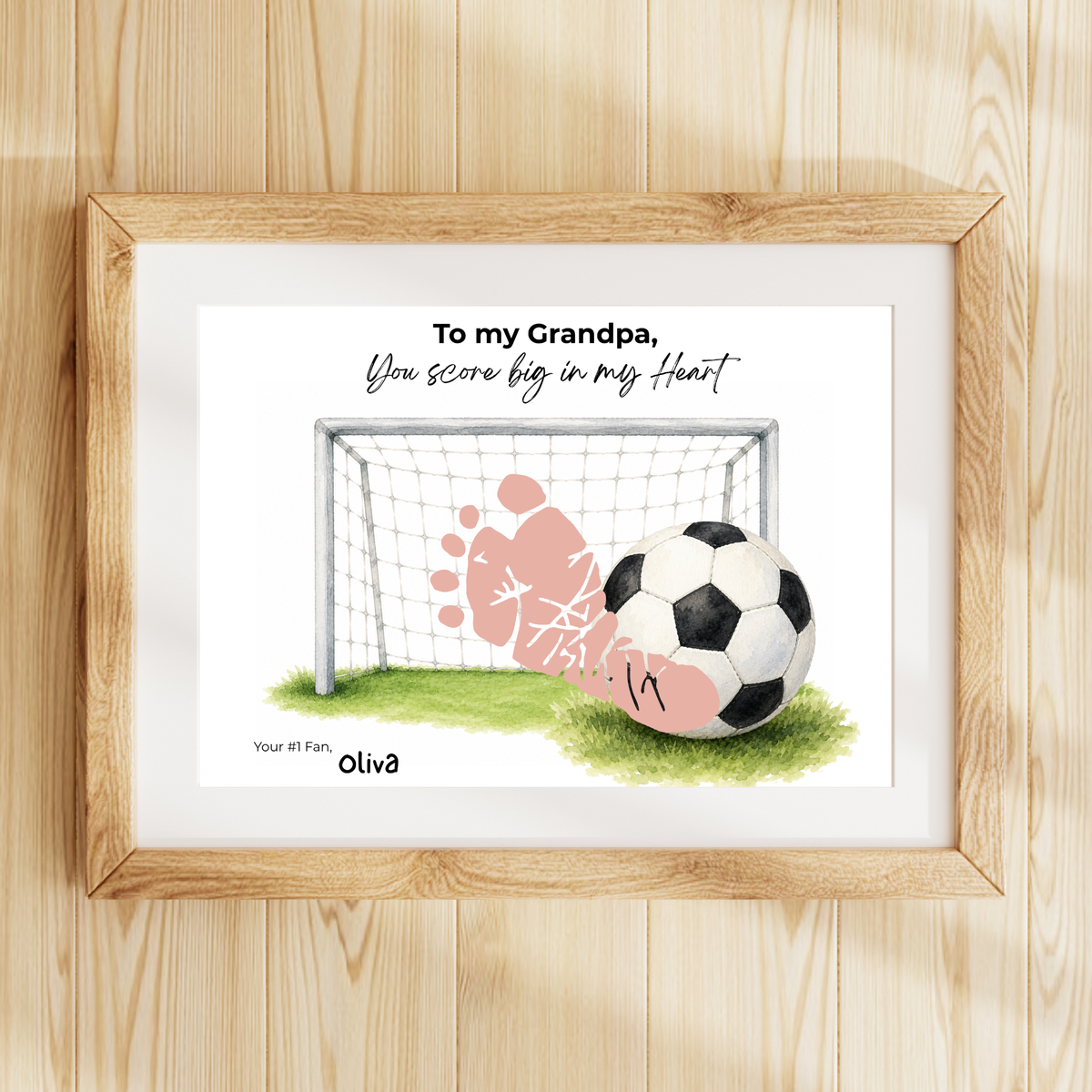 Soccer Grandpa Footprint Craft Printable, To My Grandpa You Score Big in My Heart, Grandpa Soccer Keepsake Gift, Sports Grandpa Gift from Kids
