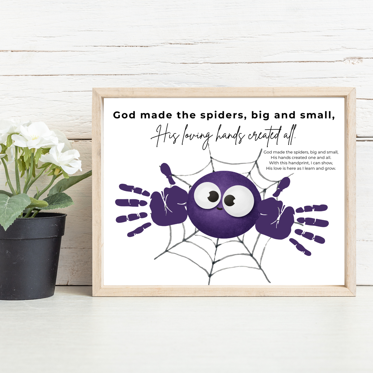 Christian Halloween Spider Handprint Craft Printable | God Made the Spiders Kids Craft | Sunday School Halloween Activity | Christian Keepsake