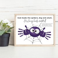 Christian Halloween Spider Handprint Craft Printable | God Made the Spiders Kids Craft | Sunday School Halloween Activity | Christian Keepsake