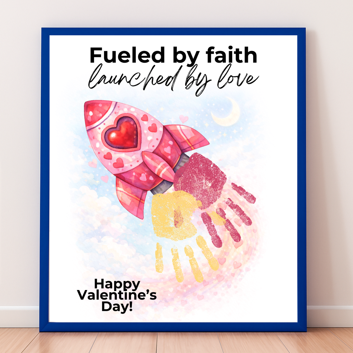 Valentine Rocket Handprint Craft Printable for Kids | Faith-Based Valentine Keepsake | Fueled by Faith Launched by Love PDF