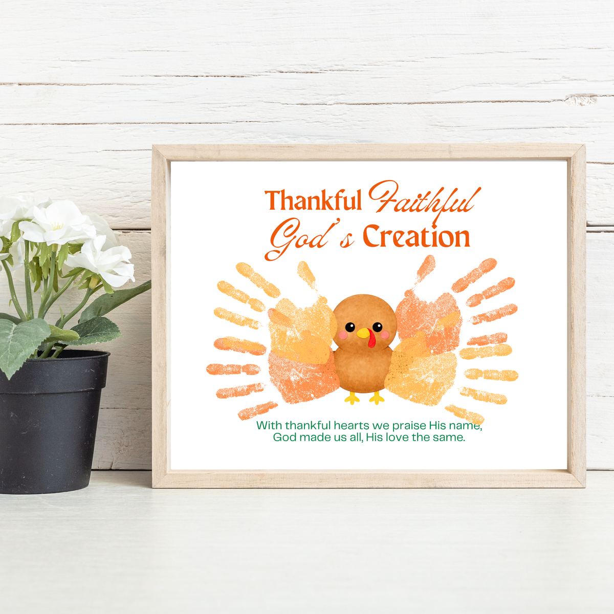 Thankful Faithful God's Creation Handprint Turkey Craft Printable | Christian Thanksgiving Handprint Activity | Preschool Fall Keepsake PDF