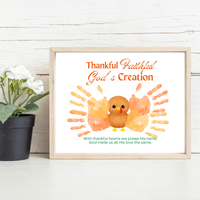 Thankful Faithful God's Creation Handprint Turkey Craft Printable | Christian Thanksgiving Handprint Activity | Preschool Fall Keepsake PDF