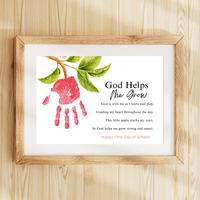 God Helps Me Grow Apple Handprint Craft Printable | Christian First Day of School Keepsake | Faith-Based Back to School Activity