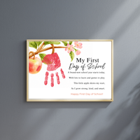 My First Day of School Apple Handprint Craft Printable | Back to School Apple Poem Keepsake | Preschool Kindergarten Activity