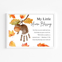 My Little Acorn Blessing Handprint Craft Printable | Christian Fall Keepsake | Preschool Acorn Handprint Activity