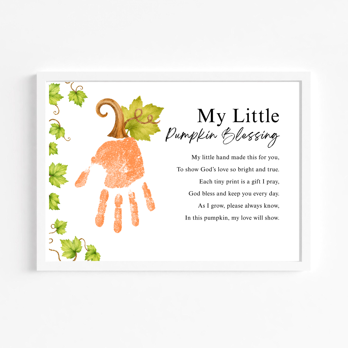 My Little Pumpkin Blessing Handprint Craft Printable | Christian Fall Keepsake | Preschool Pumpkin Handprint Activity