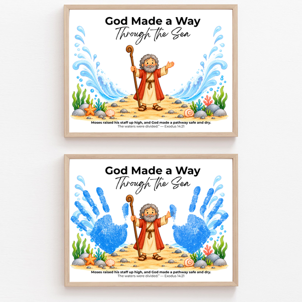 Moses Parts the Red Sea Handprint Craft | God Made a Way Christian Bible Printable for Kids