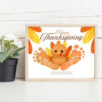 Happy Thanksgiving Turkey Footprint Craft | Thanksgiving Keepsake Printable | Preschool Fall Activity