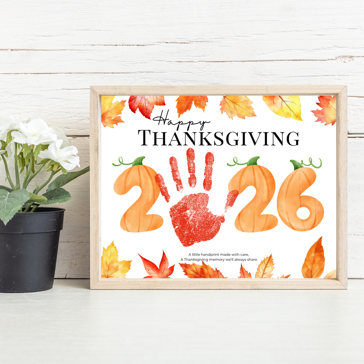 Happy Thanksgiving 2026 Handprint Craft Printable, Thanksgiving Keepsake Activity, Fall Handprint Craft for Preschool Kindergarten PDF