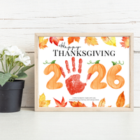 Happy Thanksgiving 2026 Handprint Craft Printable, Thanksgiving Keepsake Activity, Fall Handprint Craft for Preschool Kindergarten PDF