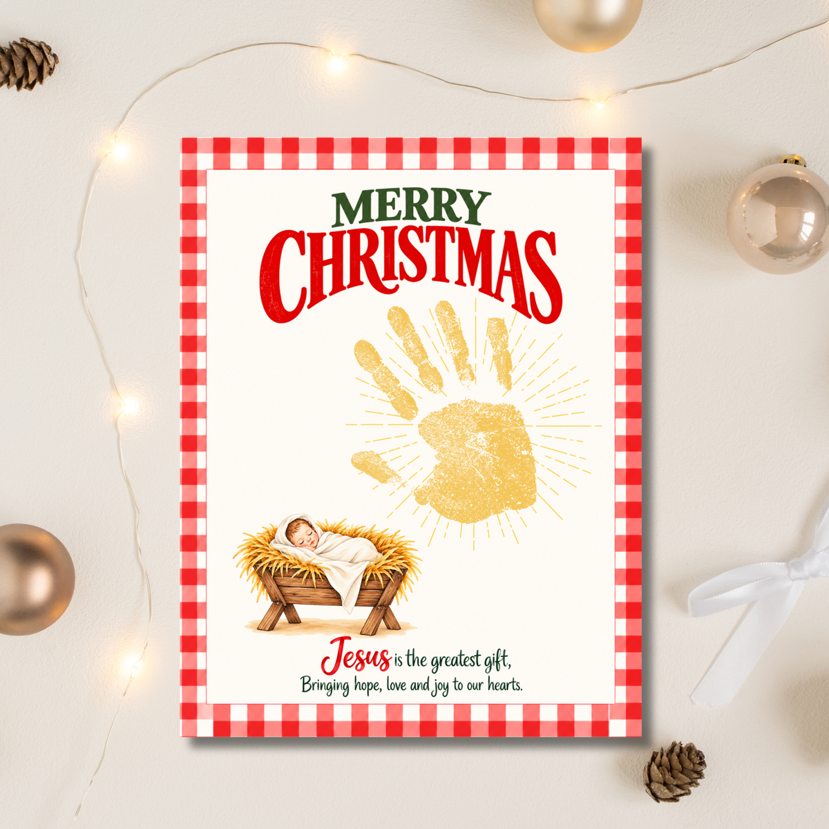 Jesus Is the Greatest Gift Christmas Handprint Craft | Christian Nativity Keepsake Printable for Kids