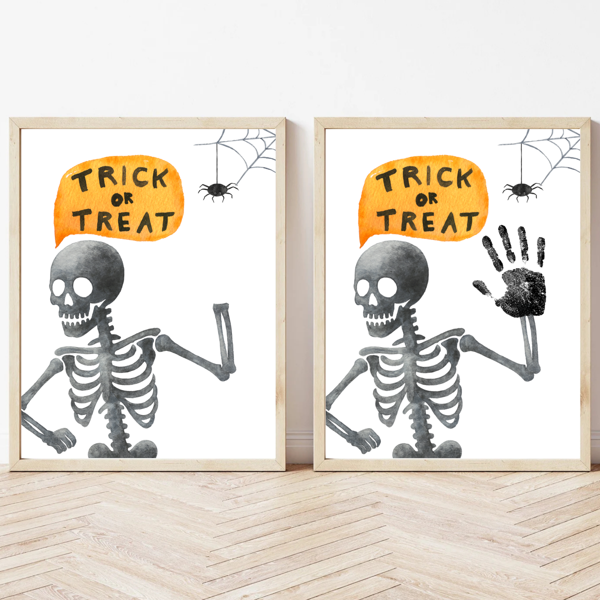 Trick or Treat Skeleton Handprint Craft Printable | Halloween Handprint Keepsake for Kids | Preschool Halloween Activity | Daycare & Classroom Craft