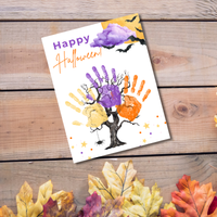 Happy Halloween Handprint Tree Craft Printable | Halloween Family Handprint Keepsake | Preschool Halloween Activity | Daycare & Classroom Fall Craft