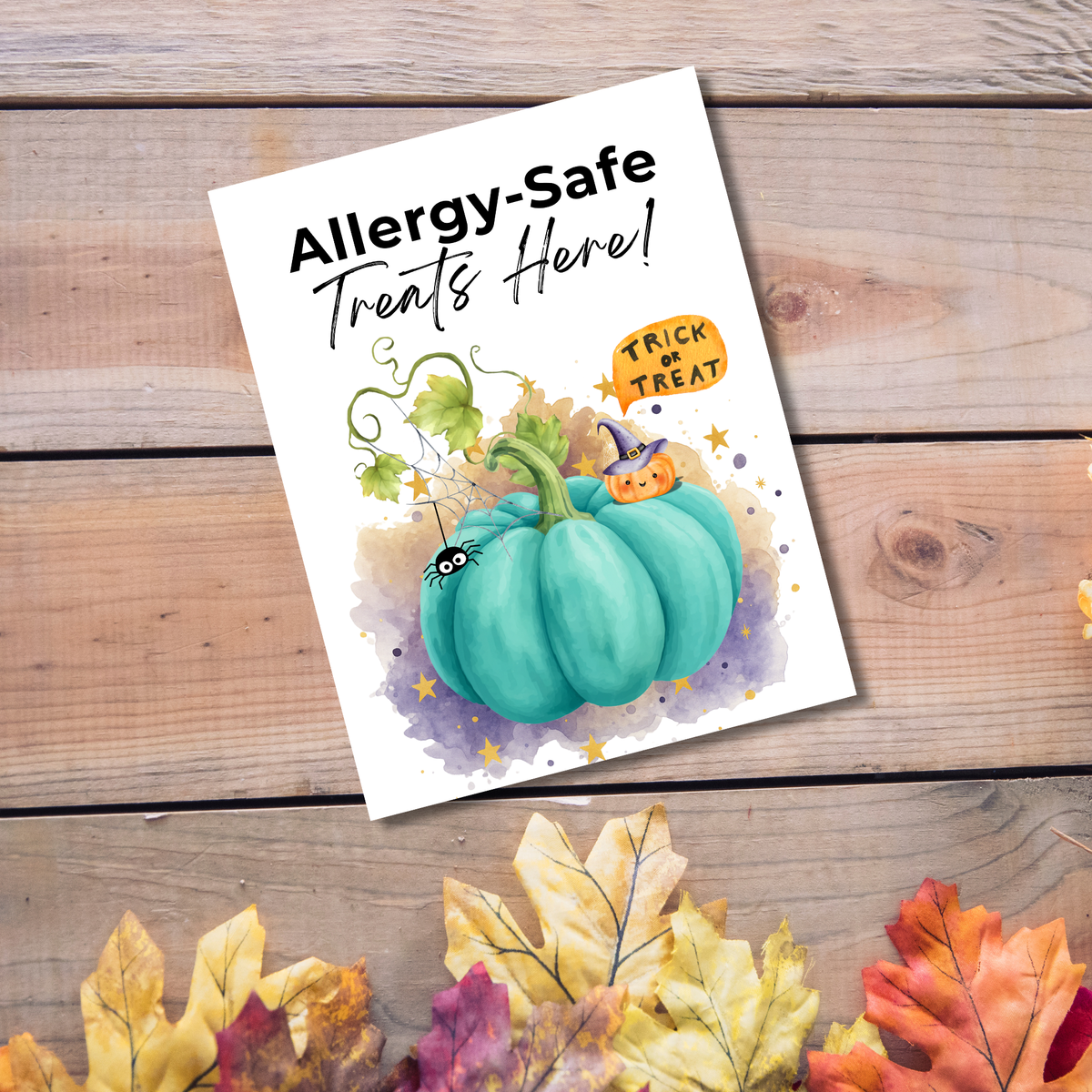 Halloween Allergy-Friendly Sign Printable Bundle | Teal Pumpkin Project Sign | Non Food Treats Sign | Allergy Safe Trick or Treat Printable