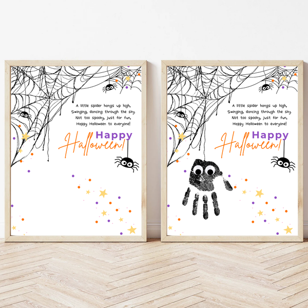 Happy Halloween Spider Handprint Craft Printable | Preschool Halloween Keepsake Activity | Halloween Craft for Kids | Daycare & Classroom Printable