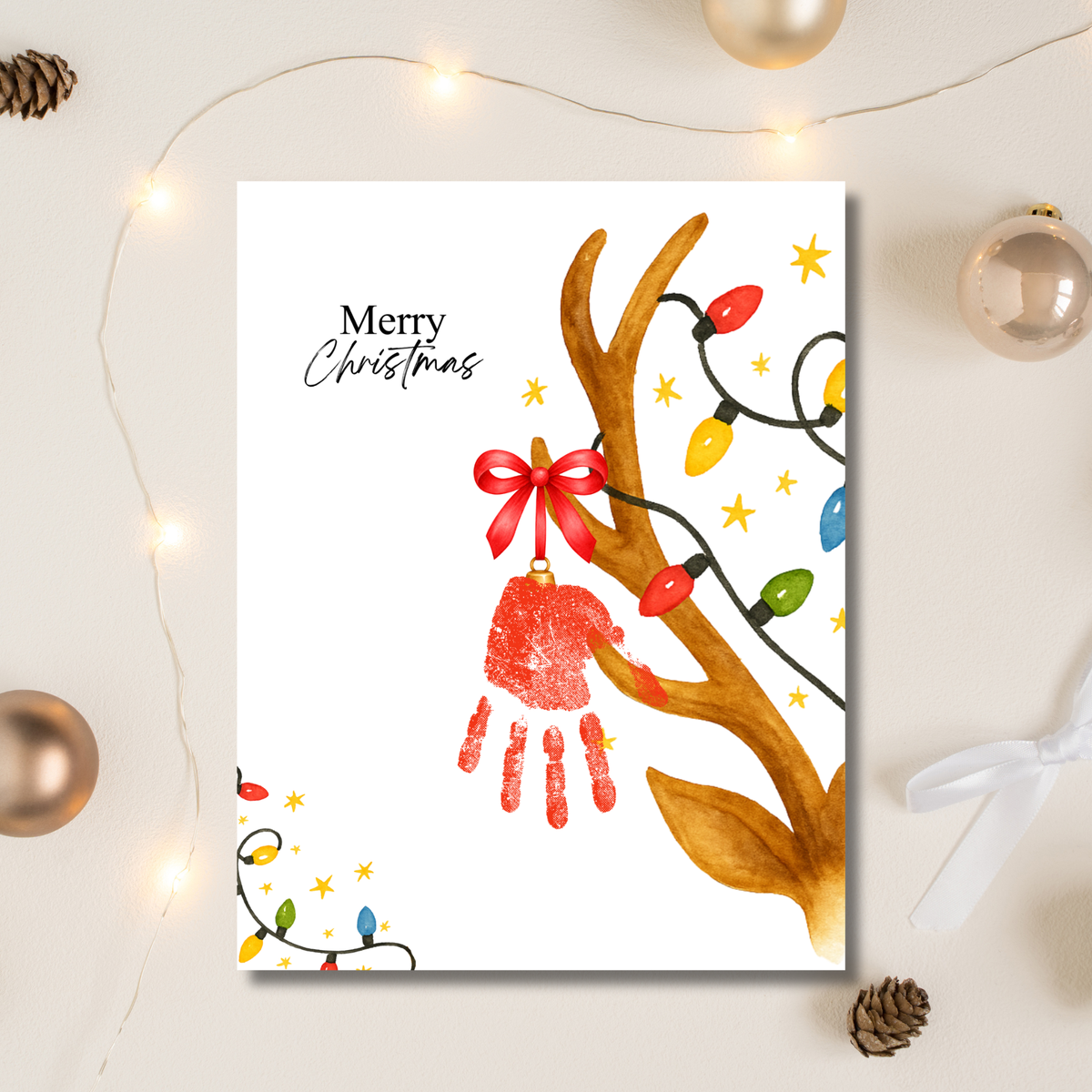 Christmas Reindeer Handprint Craft for Kids | Merry Christmas Ornament Keepsake | Preschool Holiday Activity
