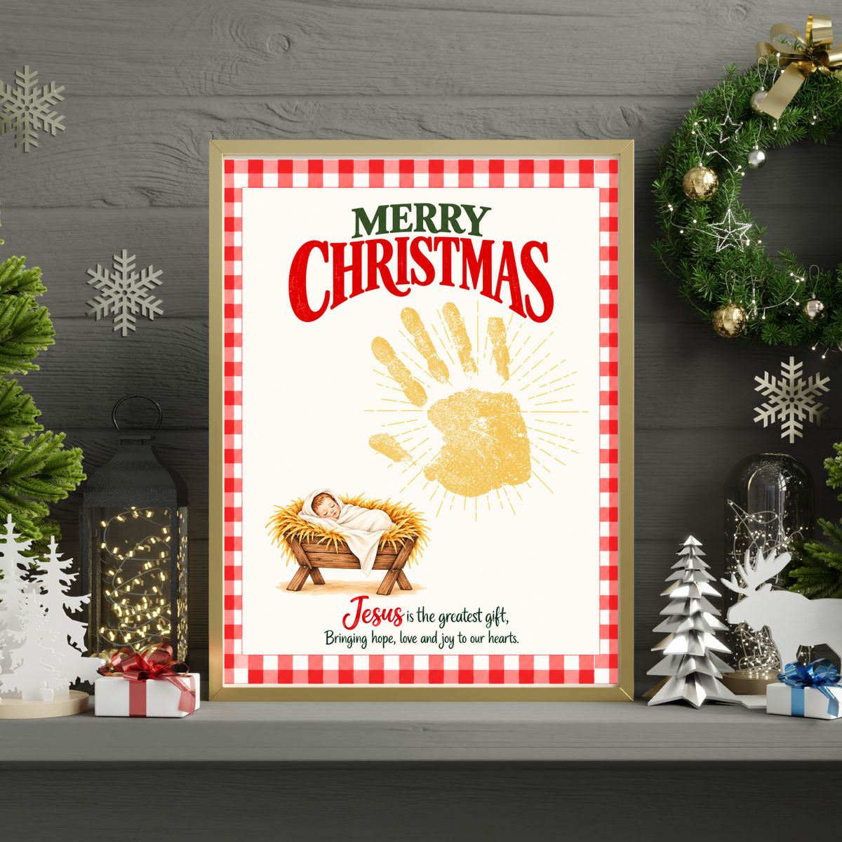 Jesus Is the Greatest Gift Christmas Handprint Craft | Christian Nativity Keepsake Printable for Kids