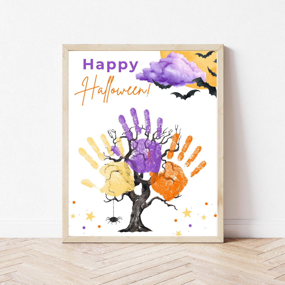 Happy Halloween Handprint Tree Craft Printable | Halloween Family Handprint Keepsake | Preschool Halloween Activity | Daycare & Classroom Fall Craft