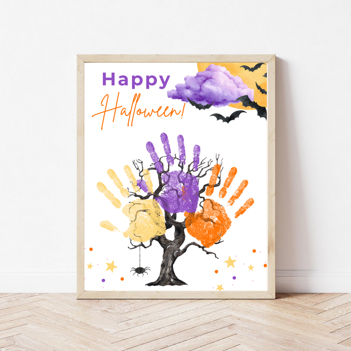 Happy Halloween Handprint Tree Craft Printable | Halloween Family Handprint Keepsake | Preschool Halloween Activity | Daycare & Classroom Fall Craft