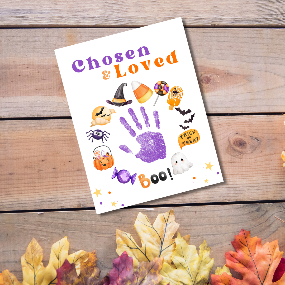 Chosen & Loved Halloween Handprint Craft Printable | Christian Halloween Keepsake | Faith-Based Preschool Craft | Sunday School Halloween Activity
