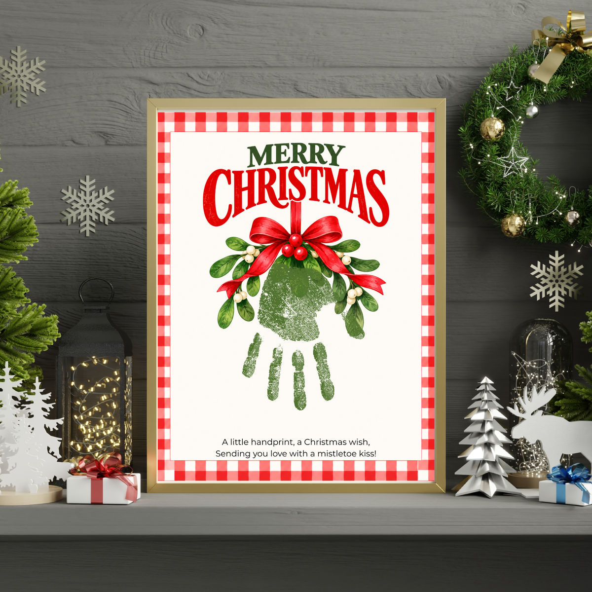 Mistletoe Christmas Handprint Craft | Merry Christmas Handprint Keepsake Printable for Kids