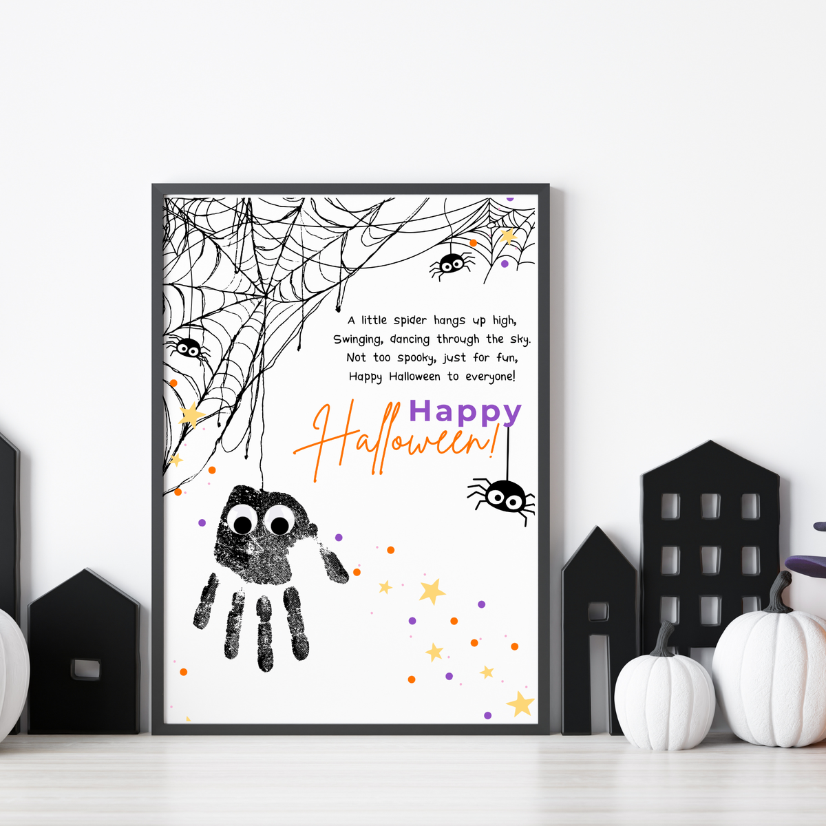 Happy Halloween Spider Handprint Craft Printable | Preschool Halloween Keepsake Activity | Halloween Craft for Kids | Daycare & Classroom Printable
