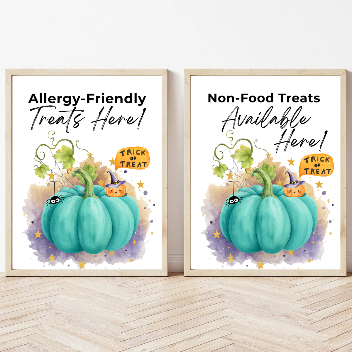 Halloween Allergy-Friendly Sign Printable Bundle | Teal Pumpkin Project Sign | Non Food Treats Sign | Allergy Safe Trick or Treat Printable