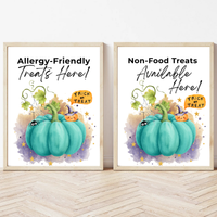 Halloween Allergy-Friendly Sign Printable Bundle | Teal Pumpkin Project Sign | Non Food Treats Sign | Allergy Safe Trick or Treat Printable