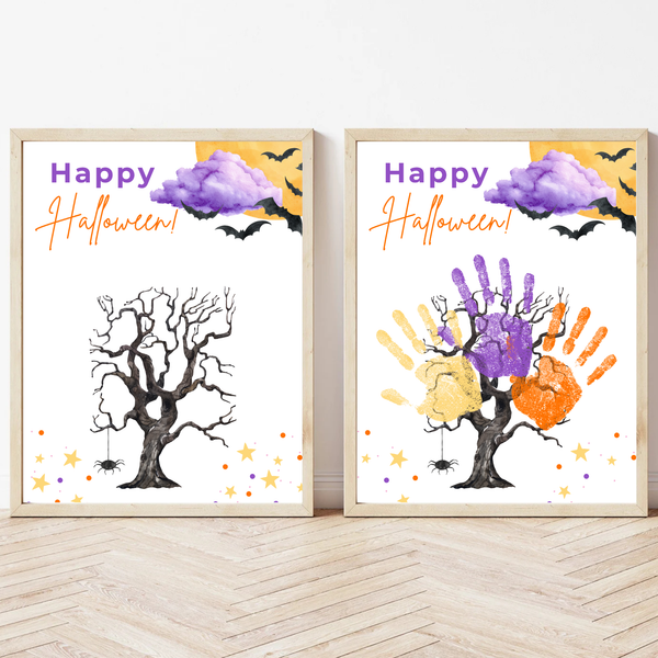 Happy Halloween Handprint Tree Craft Printable | Halloween Family Handprint Keepsake | Preschool Halloween Activity | Daycare & Classroom Fall Craft