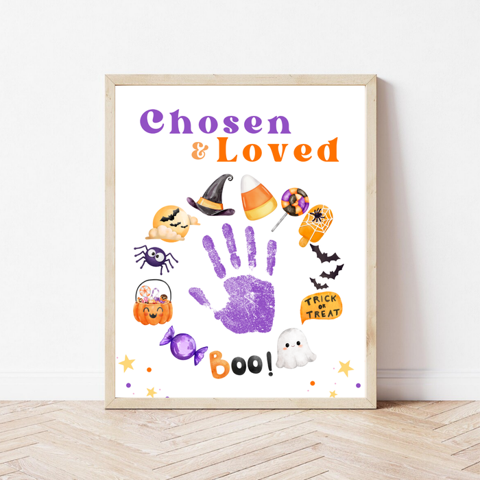 Chosen & Loved Halloween Handprint Craft Printable | Christian Halloween Keepsake | Faith-Based Preschool Craft | Sunday School Halloween Activity