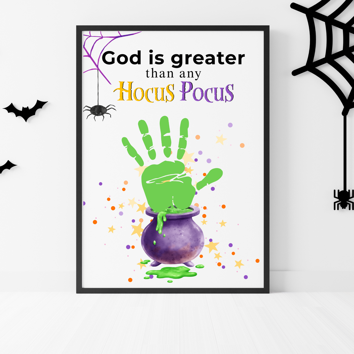 God Is Greater Than Any Hocus Pocus Halloween Handprint Craft | Christian Halloween Printable | Faith-Based Preschool Keepsake | Church Activity