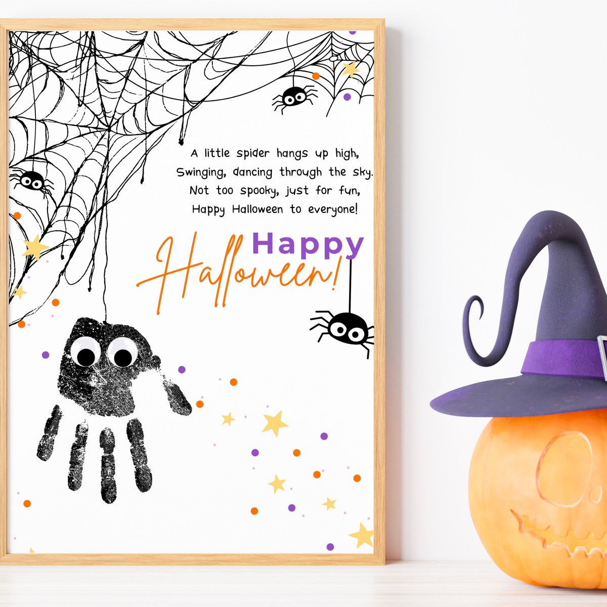 Happy Halloween Spider Handprint Craft Printable | Preschool Halloween Keepsake Activity | Halloween Craft for Kids | Daycare & Classroom Printable