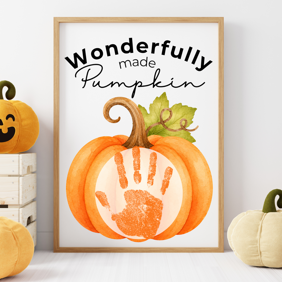 Christian Pumpkin Handprint Keepsake Printable | Wonderfully Made Fall Craft | Psalm 139:14 Preschool Pumpkin Activity