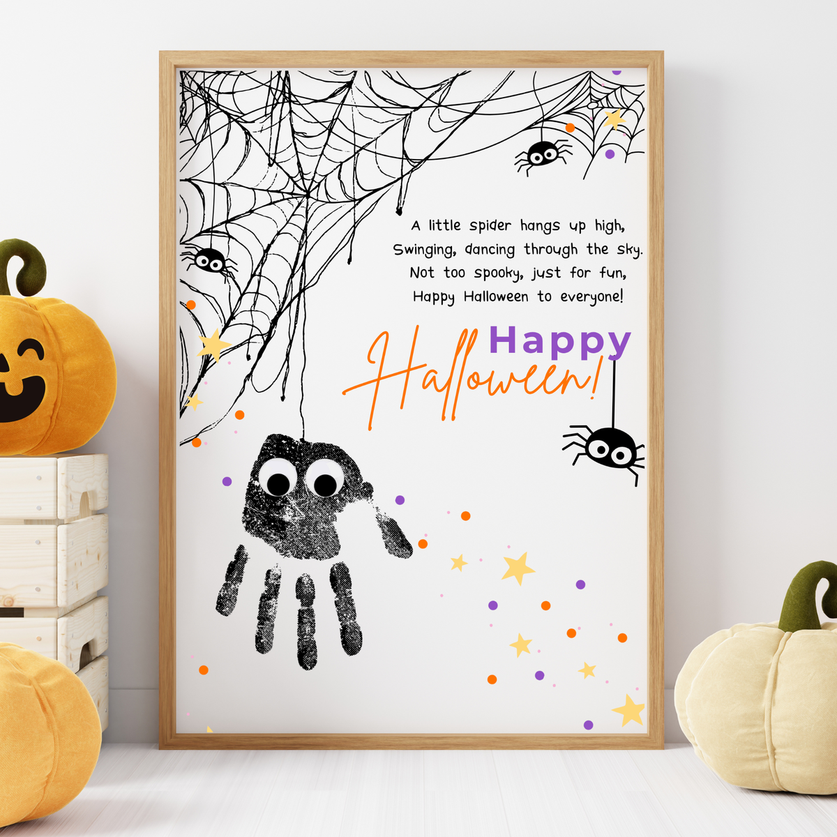 Happy Halloween Spider Handprint Craft Printable | Preschool Halloween Keepsake Activity | Halloween Craft for Kids | Daycare & Classroom Printable