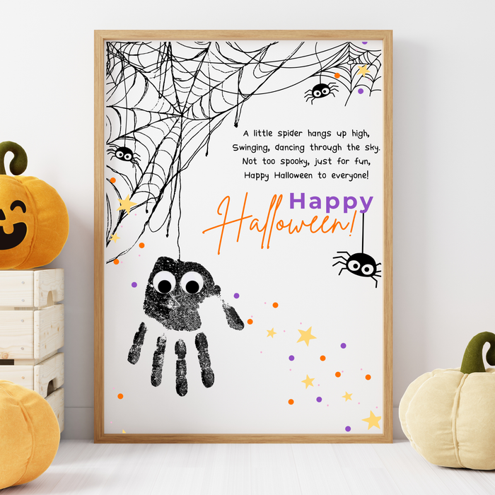 Happy Halloween Spider Handprint Craft Printable | Preschool Halloween Keepsake Activity | Halloween Craft for Kids | Daycare & Classroom Printable